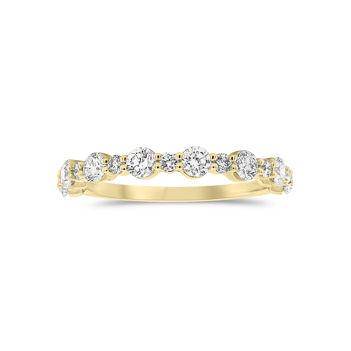 Diamond Pattern Wedding Band - 14K gold weighing 1.44 grams  - 8 round diamonds weighing 0.56 carats  - 7 round diamonds weighing 0.13 carats