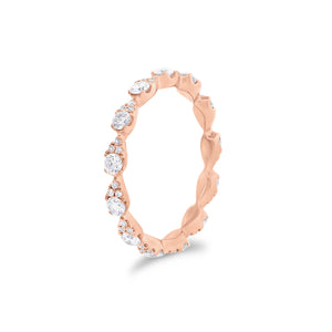 Diamond Pear Clusters Stackable Ring - 14K rose gold 1.79 grams - 52 round diamond totaling 0.69 cts round diamonds