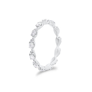 Diamond Pear Clusters Stackable Ring - 14K white gold 1.79 grams - 52 round diamond totaling 0.69 cts round diamonds