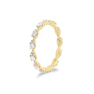 Diamond Pear Clusters Stackable Ring - 14K yellow gold 1.79 grams - 52 round diamond totaling 0.69 cts round diamonds