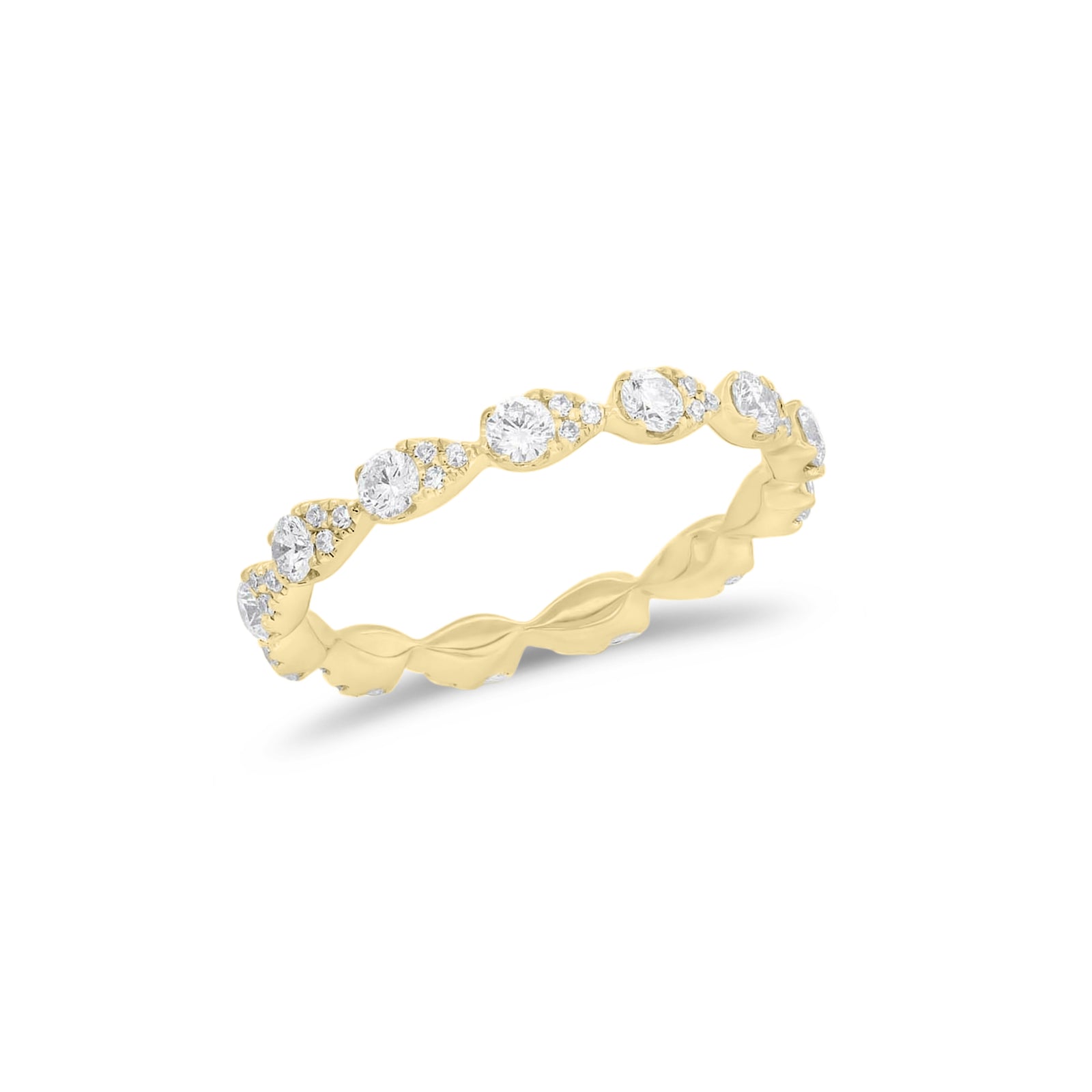 Diamond Pear Clusters Stackable Ring  - 14K gold 1.79 grams   - 52 round diamond totaling 0.69 cts round diamonds
