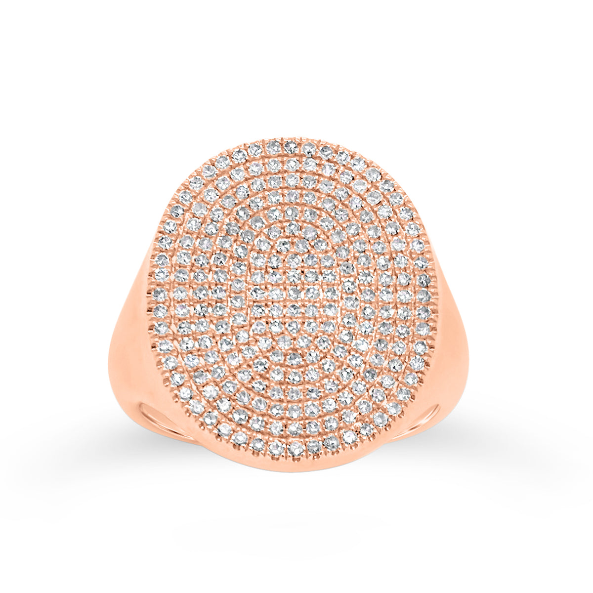 Pave Diamond Signet Ring   -14K gold weighing 7.20 grams  -233 round diamonds totaling 0.77 carats
