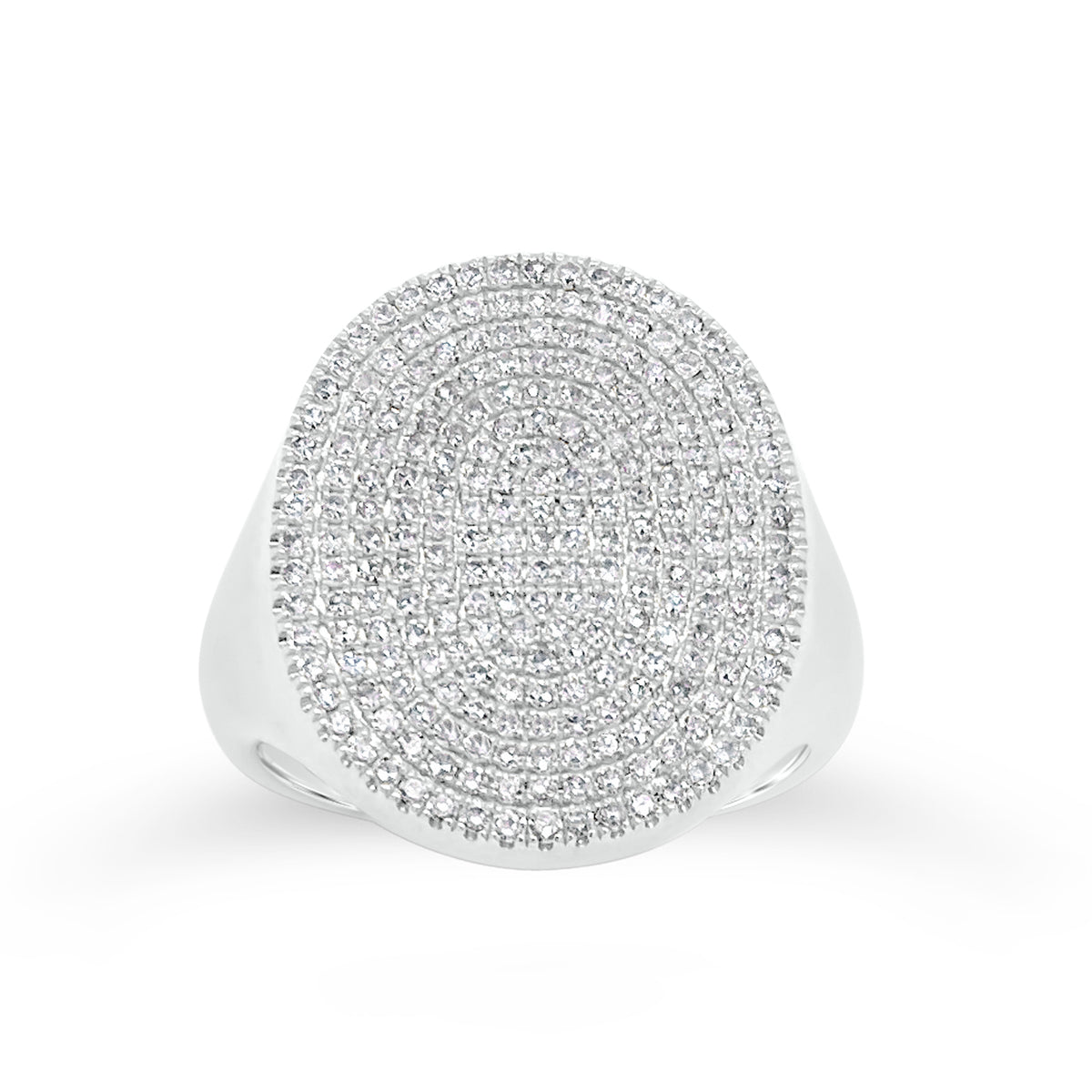 Pave Diamond Signet Ring   -14K gold weighing 7.20 grams  -233 round diamonds totaling 0.77 carats