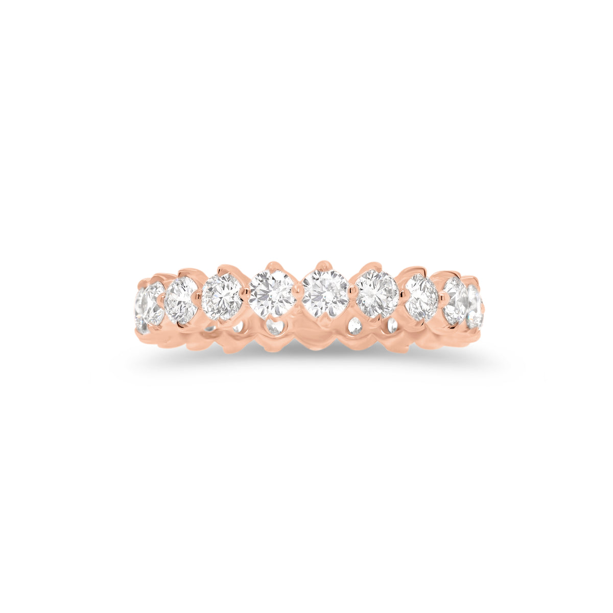 Prong-Set Diamond Eternity Band  - 14K gold weighing 2.60 grams  - 21 round diamonds totaling 1.79 carats