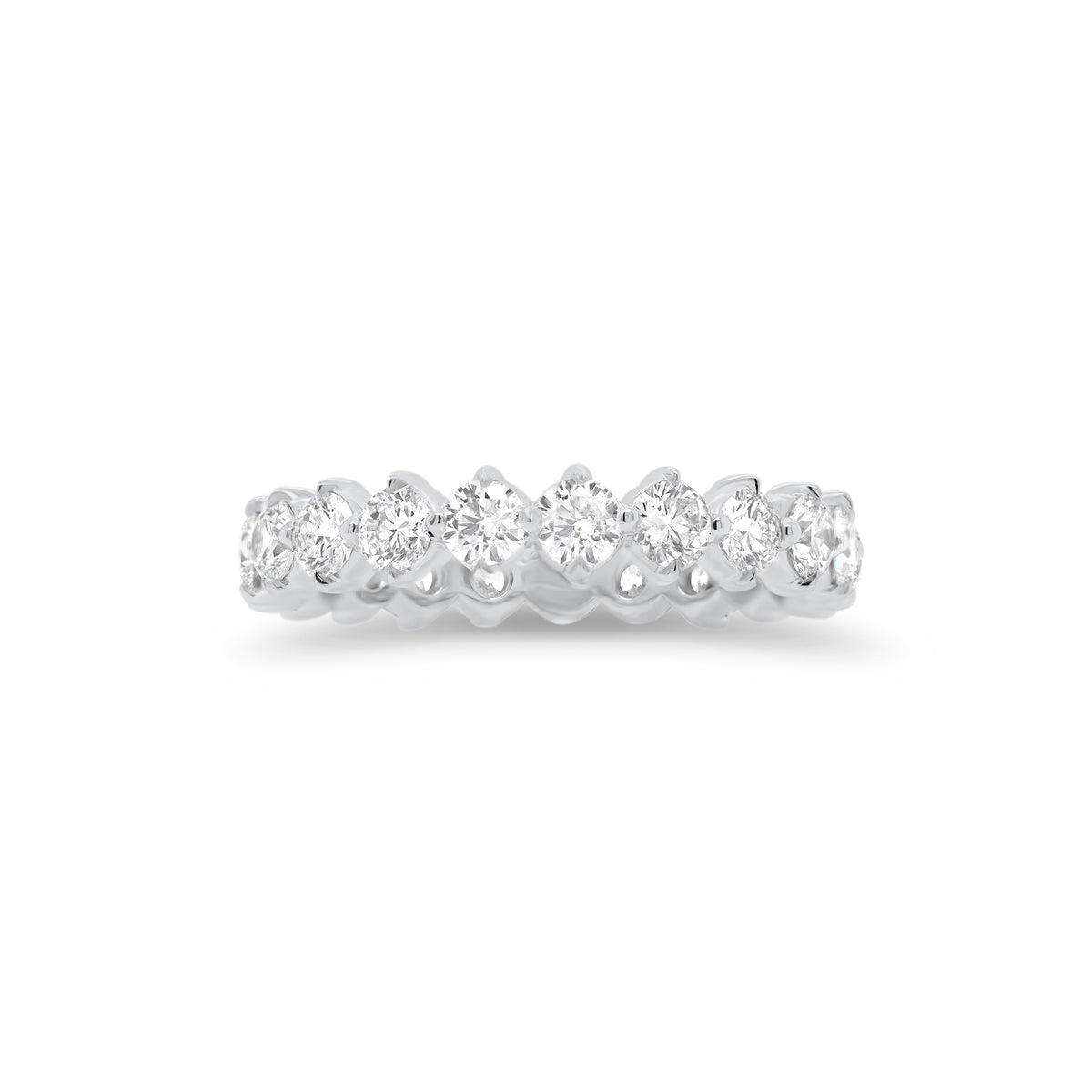 Prong-Set Diamond Eternity Band  - 14K gold weighing 2.60 grams  - 21 round diamonds totaling 1.79 carats