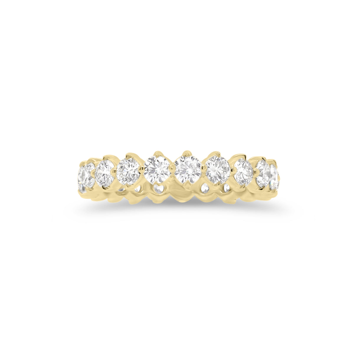 Prong-Set Diamond Eternity Band  - 14K gold weighing 2.60 grams  - 21 round diamonds totaling 1.79 carats
