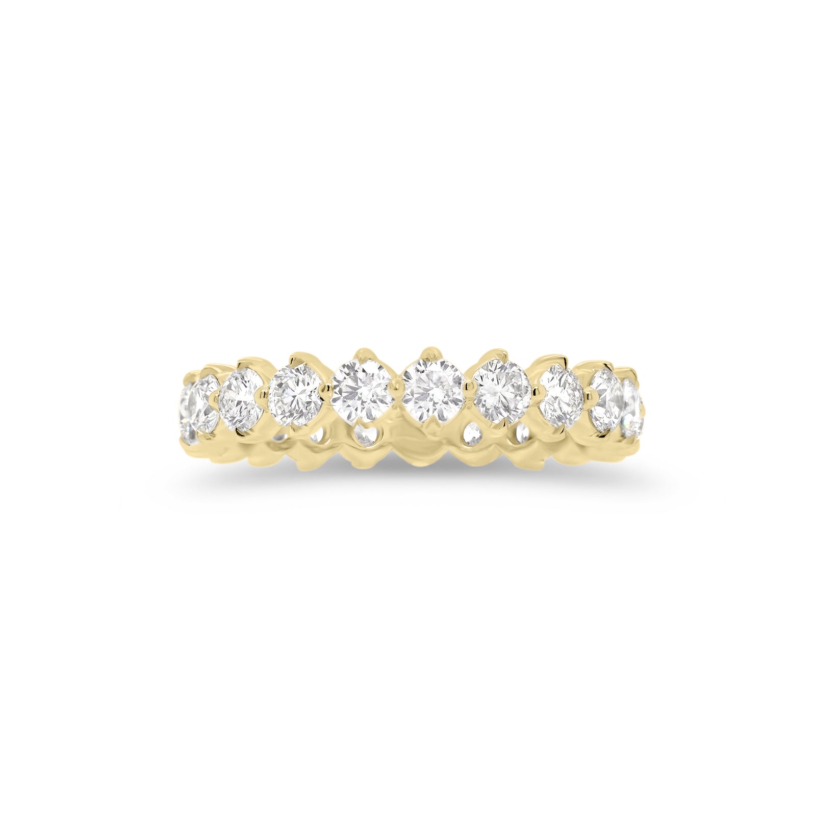 Prong-Set Diamond Eternity Band  - 14K gold weighing 2.60 grams  - 21 round diamonds totaling 1.79 carats
