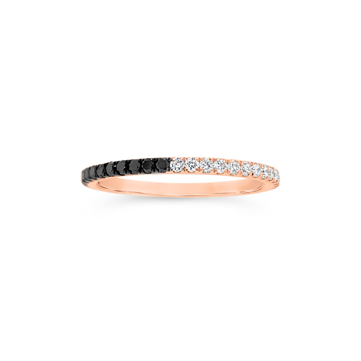 Black & 'White’ Diamond Eternity Band   -14K gold weighing 1.28 grams   -20 white round diamonds totaling 0.27 carats   -20 black diamond totaling 0.28 cts