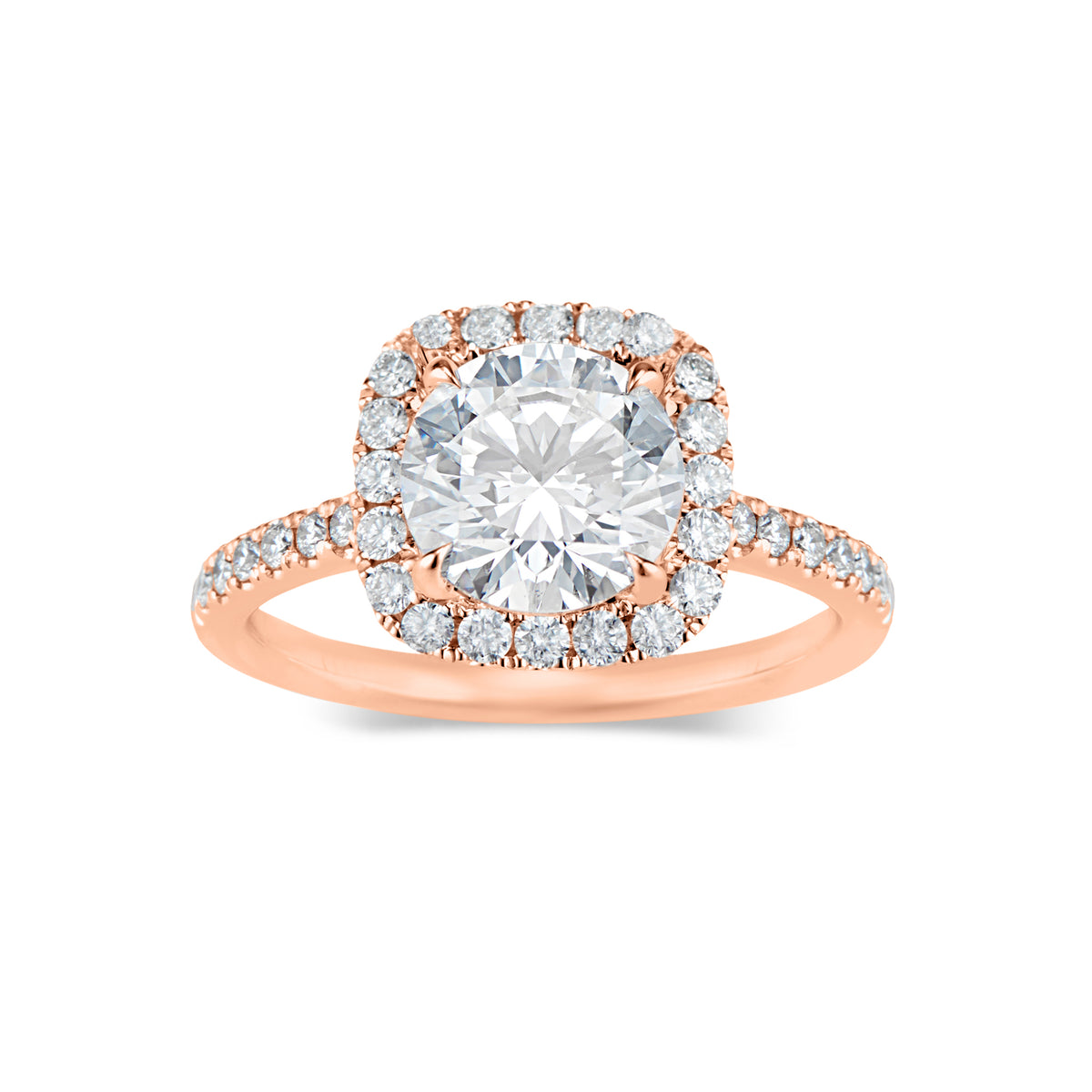 Cushion Halo Diamond Engagement Ring  - 18k weighting 3.16 GR  - 34 round diamonds totaling 0.52 carats