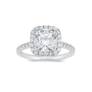 Cushion Halo Diamond Engagement Ring  - 18k weighting 3.16 GR  - 34 round diamonds totaling 0.52 carats