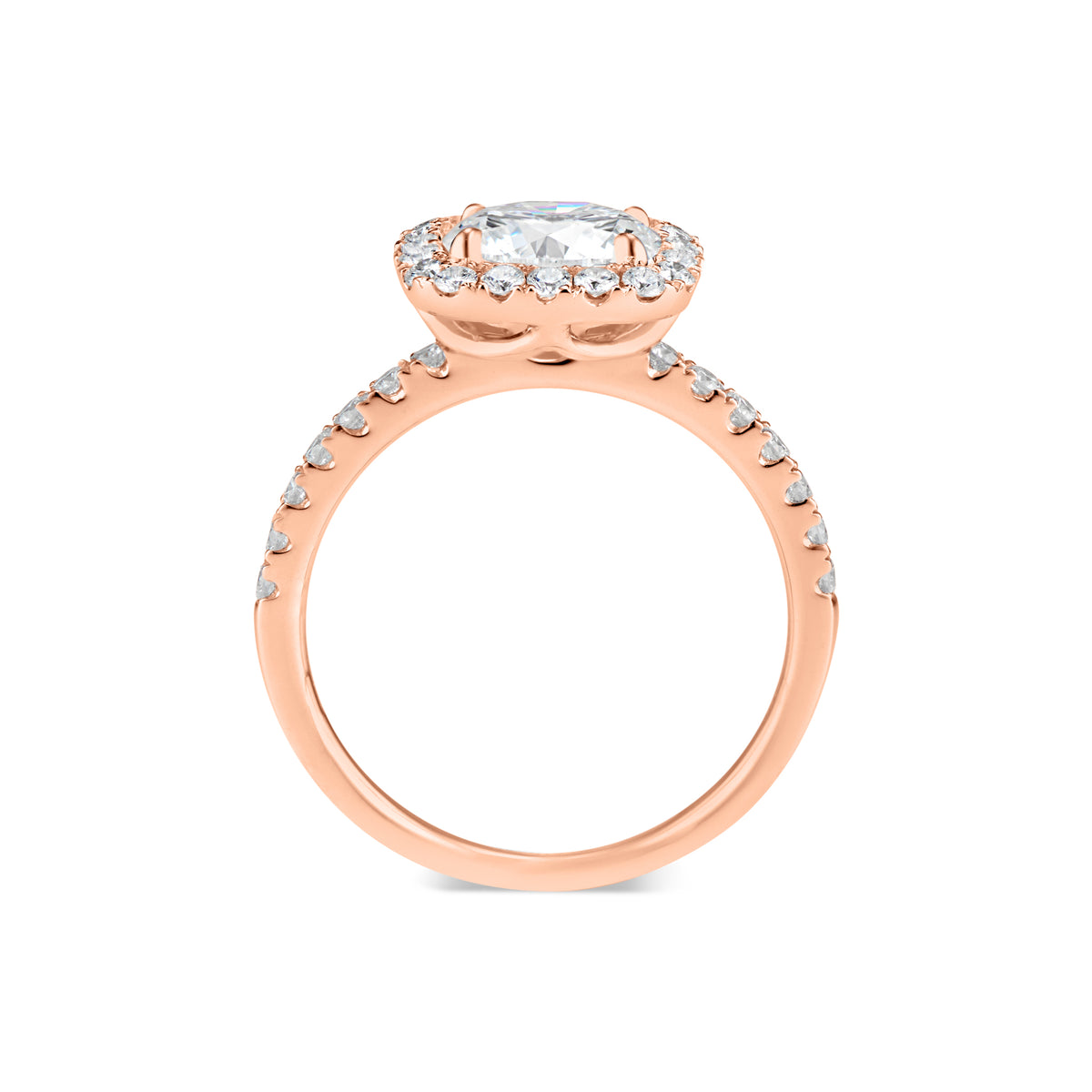 Cushion Halo Diamond Engagement Ring  - 18k weighting 3.16 GR  - 34 round diamonds totaling 0.52 carats