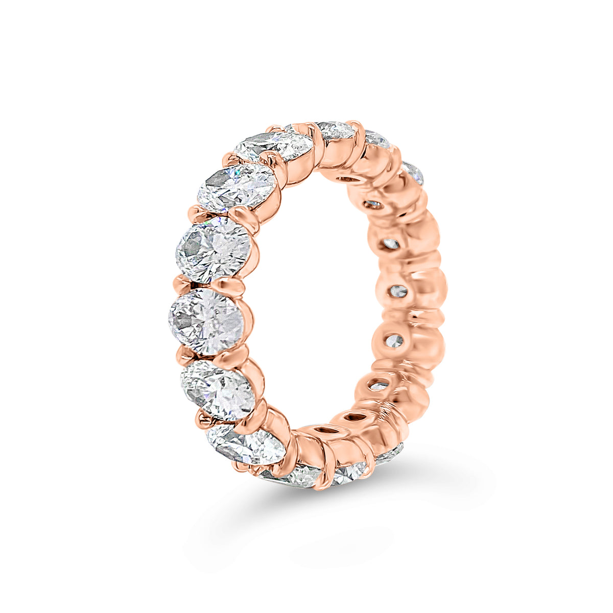 Diamond Ovals Wedding Band - Platinum rose gold weighing 8.0 grams - F-color, VS2-SI1 clarity