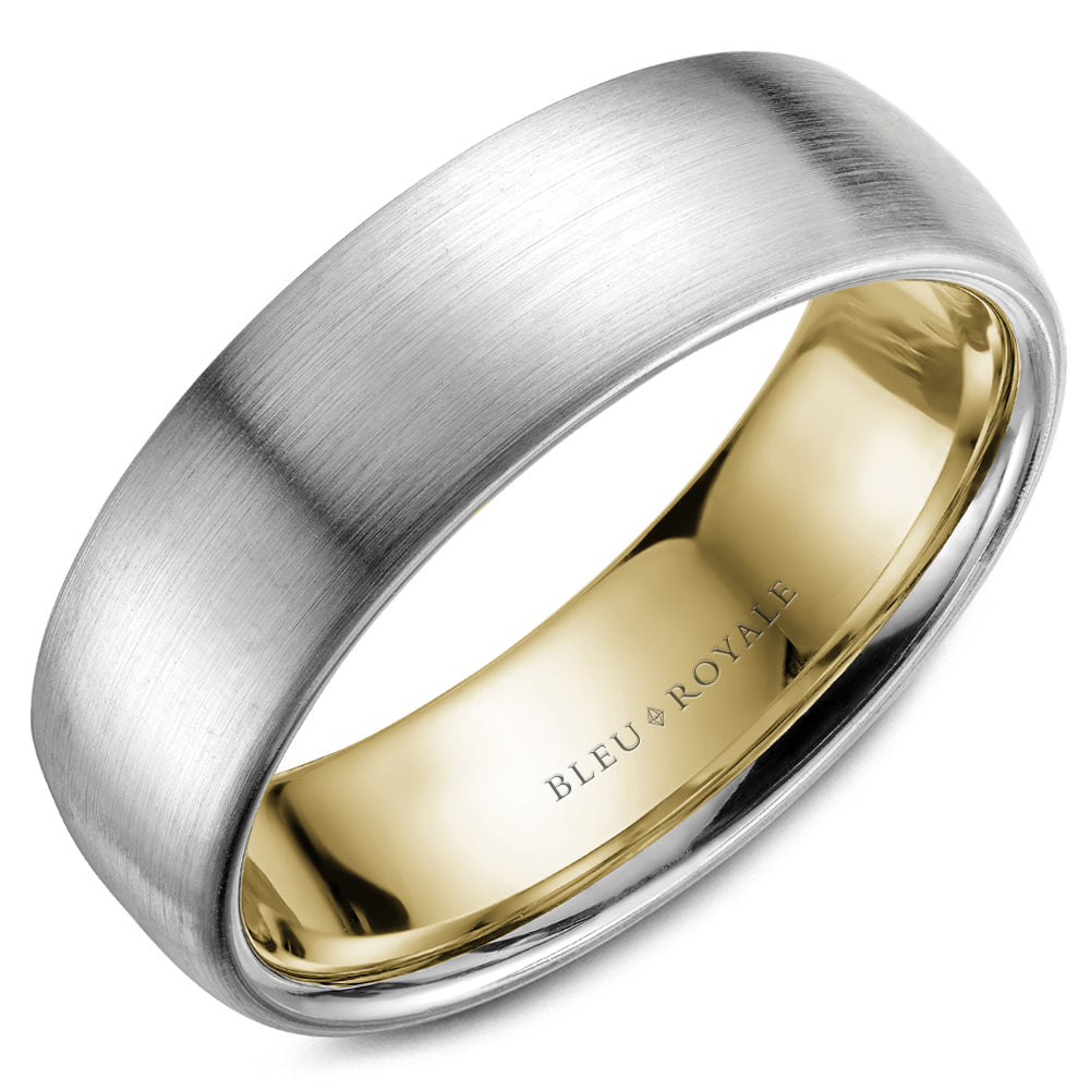 Sandpaper Top Men's Wedding Bands 14K gold weighing 11.7 grams with a width of 6.5 mm