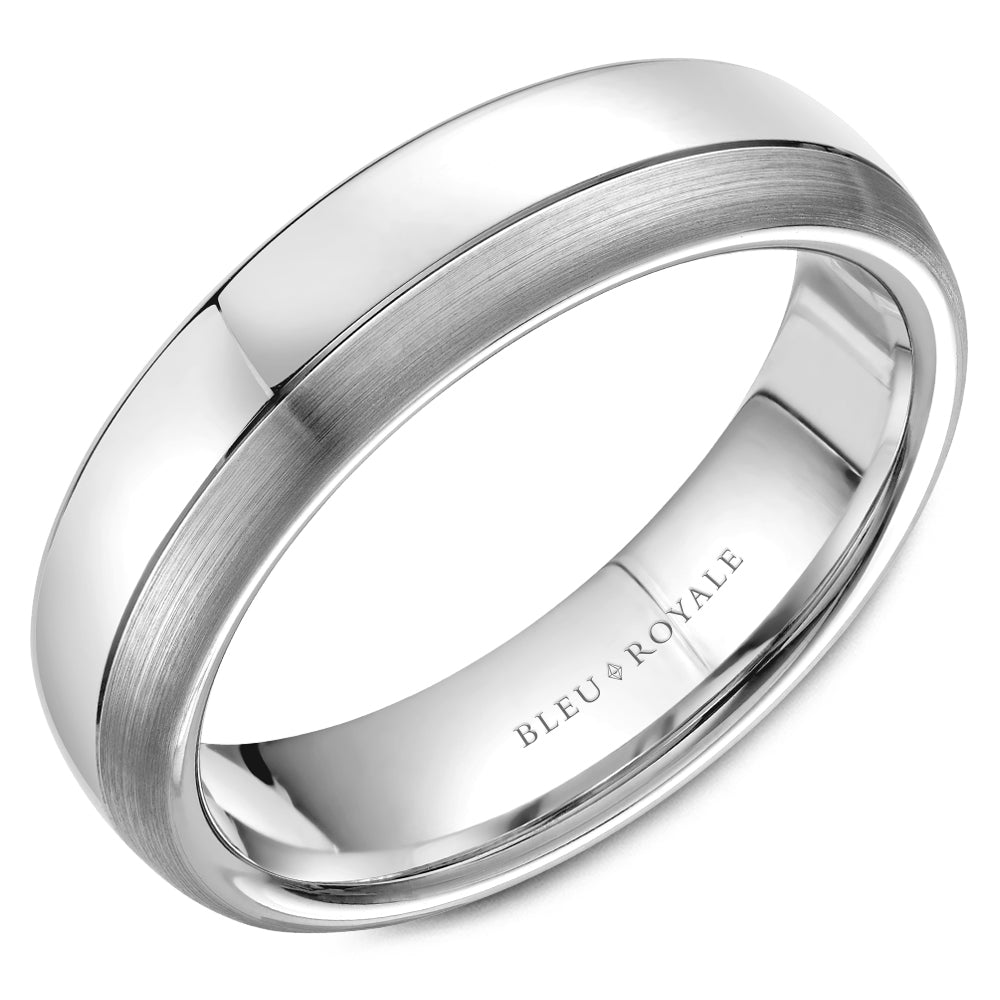 High Polish With Sandpaper Accent Men's Wedding Band 14k gold weighing 10.6 grams with a width of 6 mm