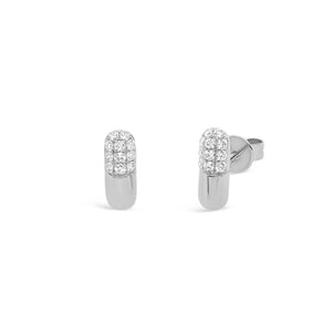 Diamond Pill Stud Earrings - 14k white gold weighing 1.45 grams - 22 round prong set diamonds weighing .22 carats