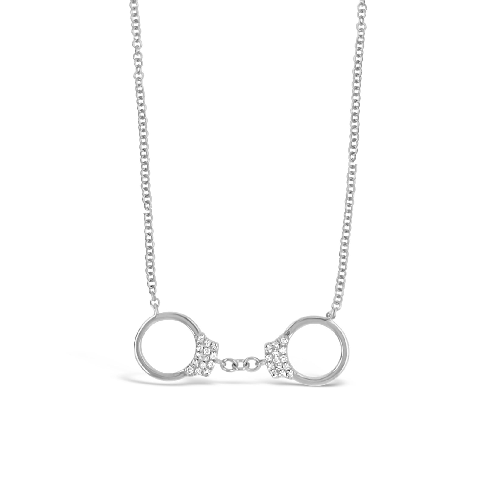 Diamond Handcuffs Necklace  -14K gold weighing 1.97 grams  -28 round diamonds totaling .07 carats