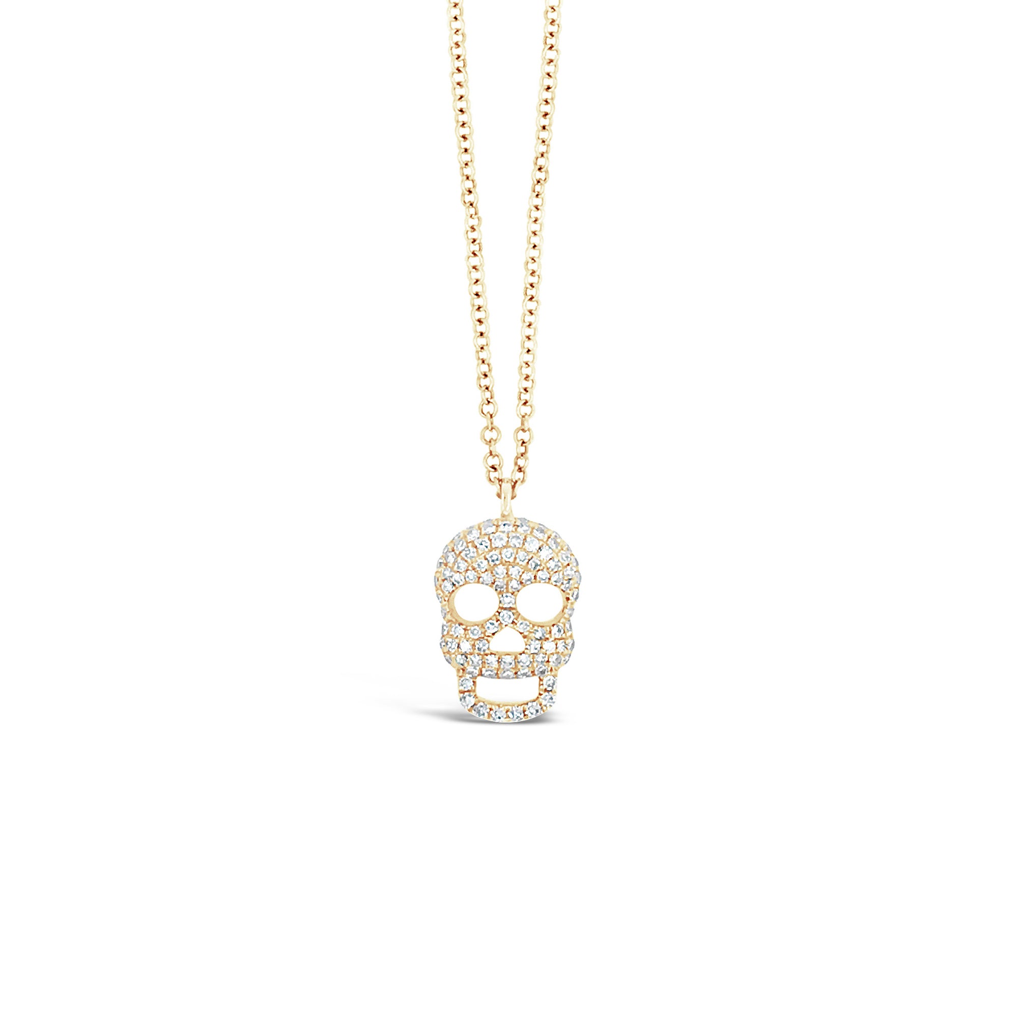 Diamond Skull Pendent  -14k gold weighing 2.23 grams  -92 round diamonds weighing .23 carats
