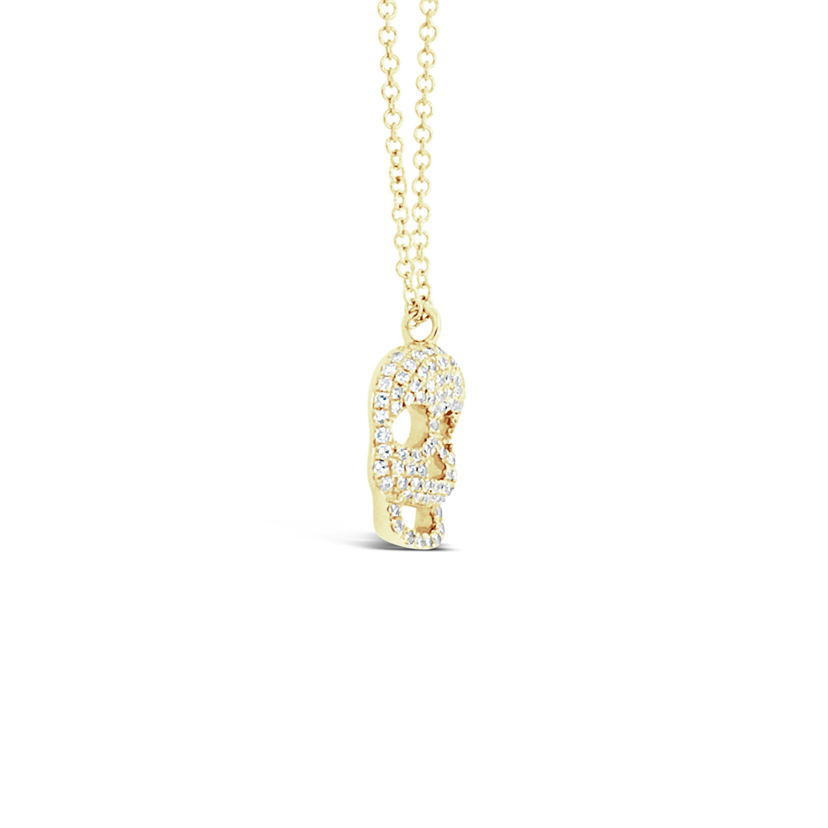 Diamond Skull Pendent  -14k gold weighing 2.23 grams  -92 round diamonds weighing .23 carats
