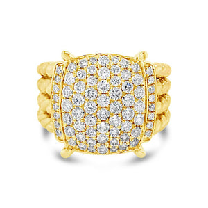 Twisted Cable Diamond Ring  -14k gold weighing 10.83 grams  -72 round prong-set diamonds weighing 1.18 carats