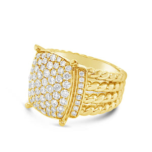 Twisted Cable Diamond Ring  -14k gold weighing 10.83 grams  -72 round prong-set diamonds weighing 1.18 carats